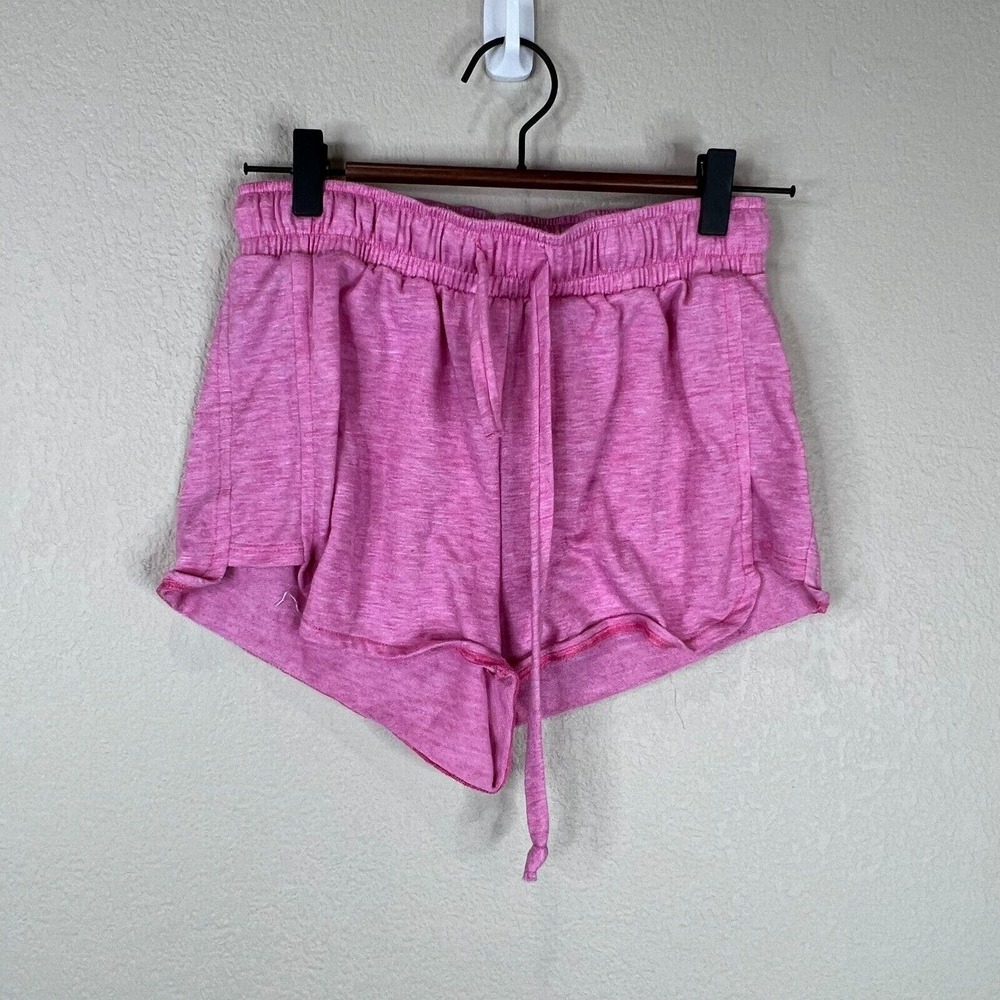 Onzie Womens Divine Shorts Size S/M Pink Drawstring Waist Terry Athletic Lounge